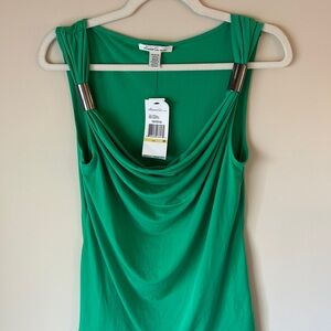 Kenneth Cole Emerald Sleeveless Drape Blouse